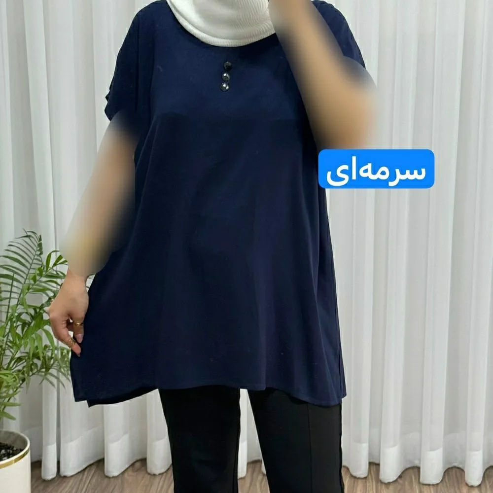 تاپ زنانه نخی شسته شده فری سایز مناسب تا سایز 50 چهارفصل تنخور آزاد و راحت
