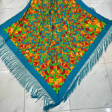 روسری ترکمن اصل کد 1401 ترکیه جنس نخی قواره 140-150 سانت ریشه دستباف 4 فصل