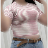 کراپ راه راه کبریتی چهارفصل زنانه دخترانه تنخور شیک سایز S M L XL XXL