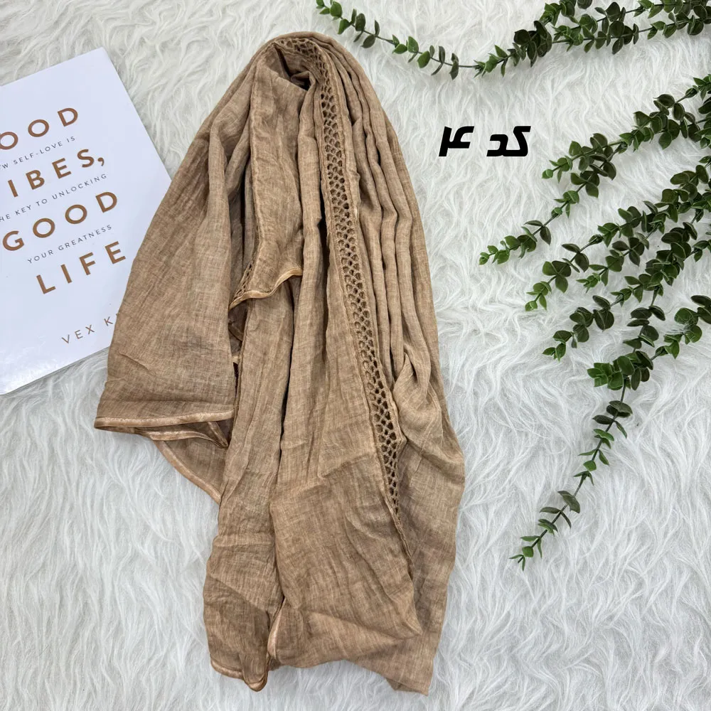 شال نخی پنبه ای دستک دانتل قواره بزرگ مدل 1806