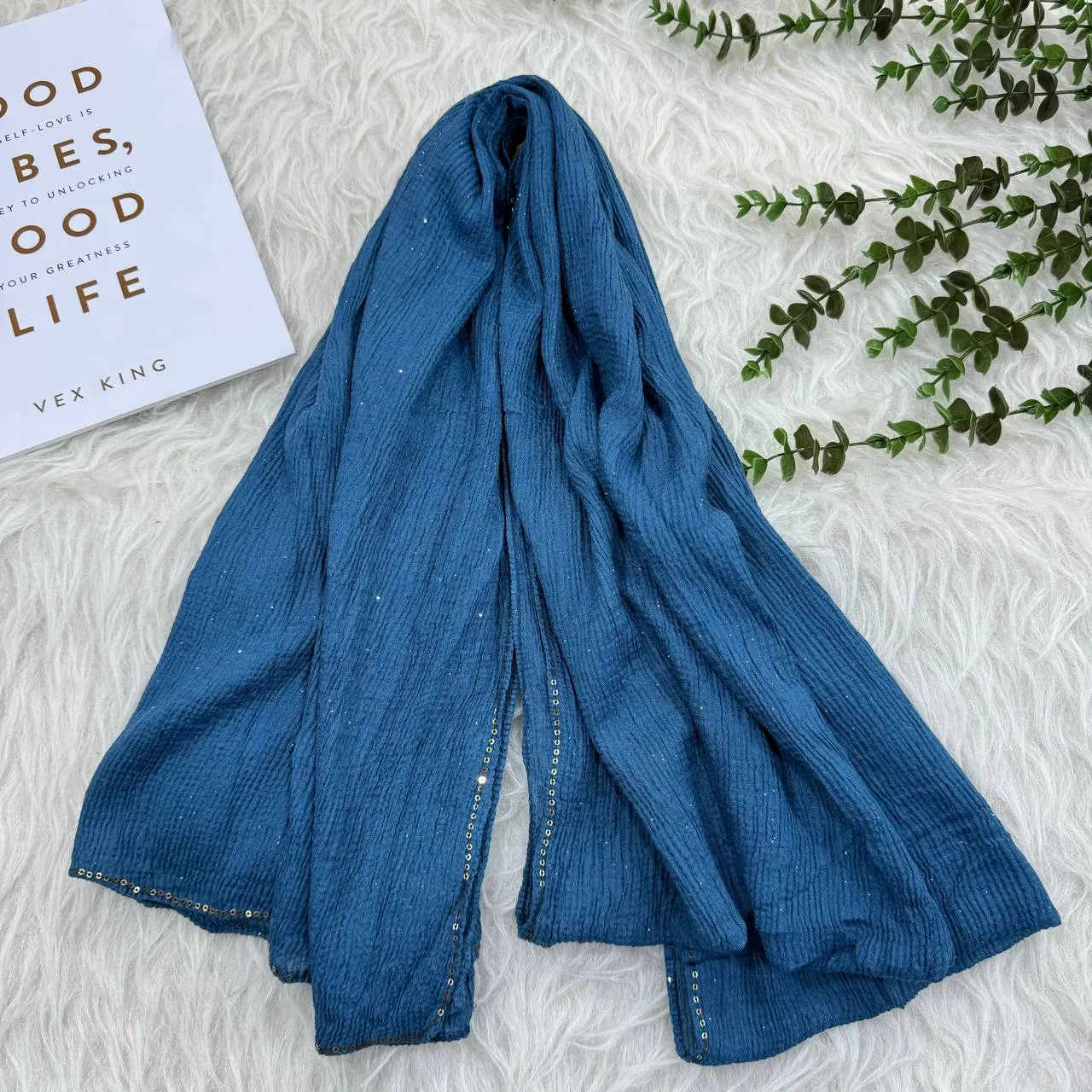 شال نخی ساده وارداتی قواره بزرگ ابعاد 200 در 80 سانتی متر