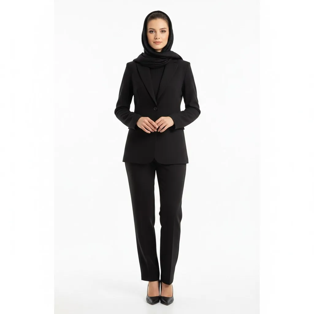شلوار مجلسی زنانه راسته کلاسیک کرپ ژاپن اصل پوشینا فوق مشکی سایز 40 تا 52