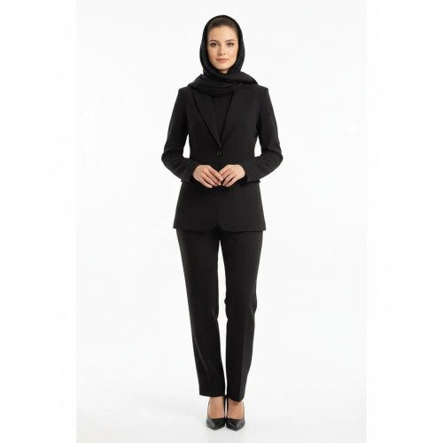 شلوار مجلسی زنانه راسته کلاسیک کرپ ژاپن اصل پوشینا فوق مشکی سایز 40 تا 52