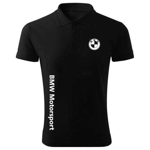 پولوشرت مردانه آستین کوتاه مشکی طرح BMW جنس جودون سایز L XL 2XL