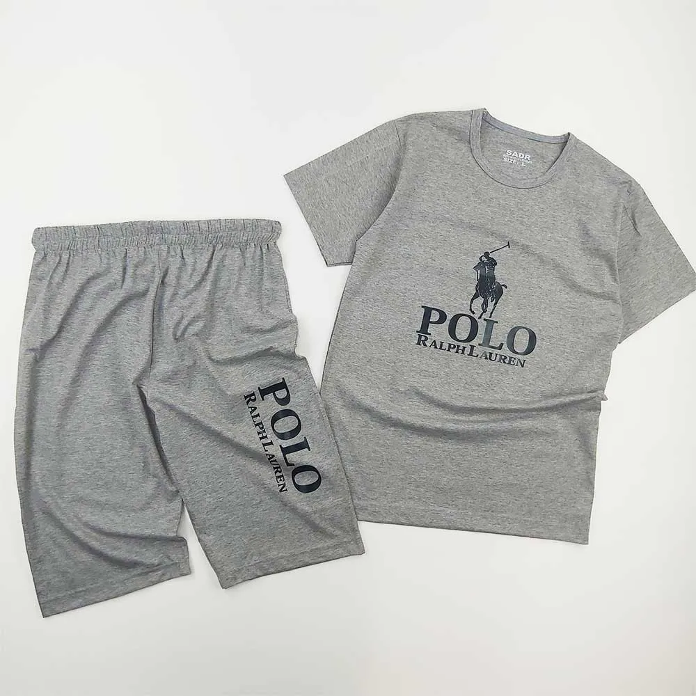 ست تیشرت و شلوارک مردانه مدل POLO جنس ملانج