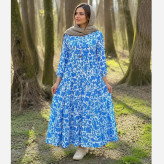 پیراهن زنانه مانتویی فلور طرح ساحلی مدل دامن 3 چین سایز 36 تا 50