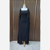 پیراهن زنانه مدل رزیار جنس دالقیچ قد 135 در رنگبندی مشکی و سبز سایز 40 تا 50