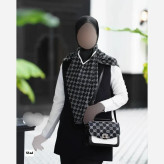 ست کیف و روسری گوچی مدل مخمل و چرم با روسری نخی منگولهدار قواره 130