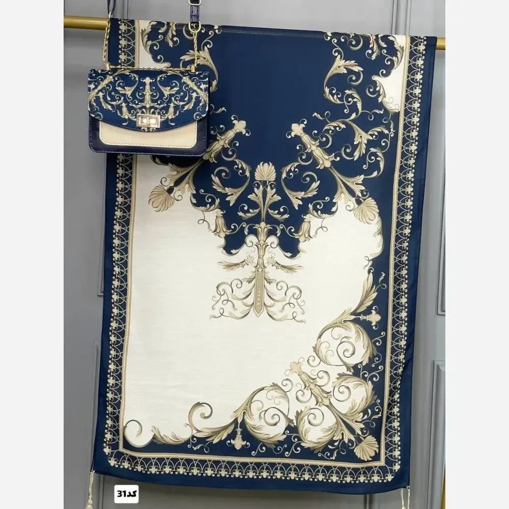 ست کیف و شال زنانه مدل درسا جنس مخمل و چرم صنعتی با شال نخی اعلا