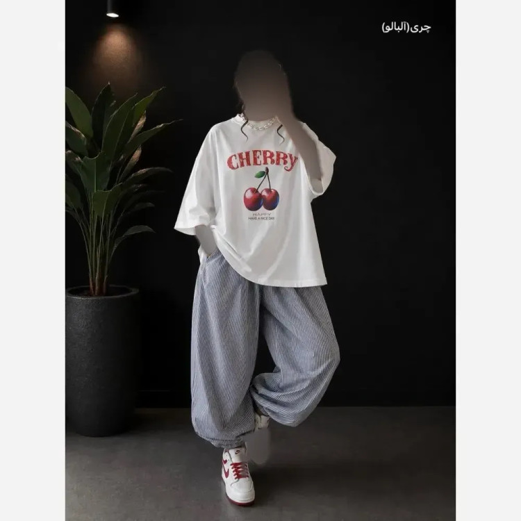 کراپ لش زنانه نخی طرحدار فری سایز مناسب 36 تا 46