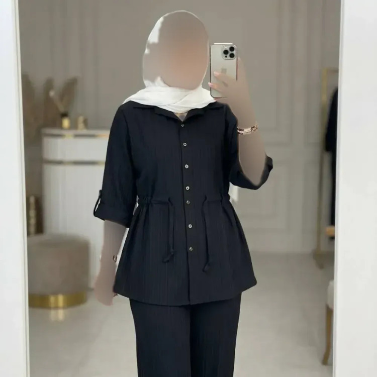 ست شومیز و شلوار زنانه کمر گت جنس آیوا سایز 36 تا 48