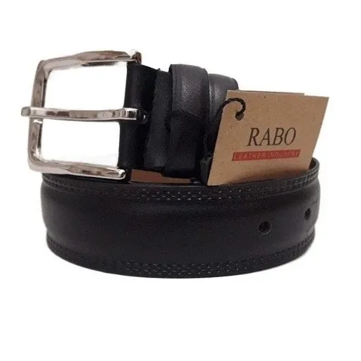 ست هدیه کیف و کمربند چرمی مردانه رابو با پشت چرم سوگو و سگک استیل