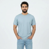 تیشرت بیسیک مردانه پنبه خالص یقه گرد آبی کد 11856