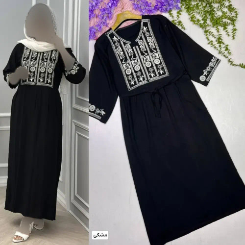 پیراهن ساحلی نخی زنانه مدل گندم سایز 40 تا 50 رنگ مشکی و طوسی