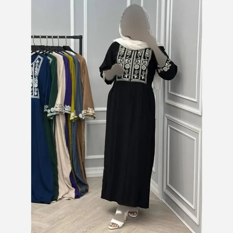 پیراهن ساحلی نخی زنانه مدل گندم سایز 40 تا 50 رنگ مشکی و طوسی