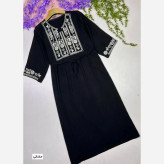 پیراهن ساحلی نخی زنانه مدل گندم سایز 40 تا 50 رنگ مشکی و طوسی