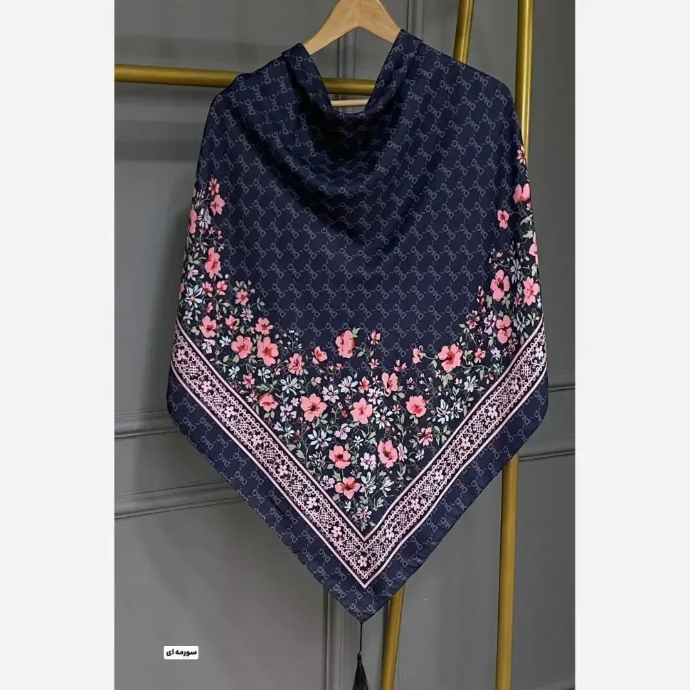 روسری نخی منگوله دار طرح گل دی قواره 130 سانتی متر