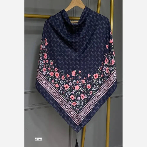 روسری نخی منگوله دار طرح گل دی قواره 130 سانتی متر