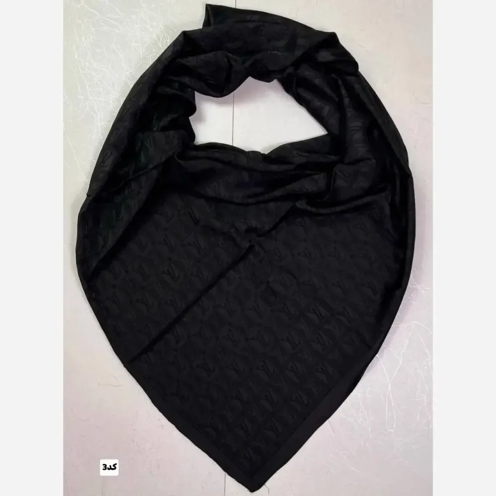 روسری ژاکارد مشکی قواره 140 دور دوخت