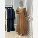 پیراهن ساحلی نخی زنانه گلدوخت سایز 40 تا 50