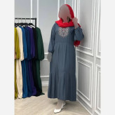 پیراهن ساحلی نخی زنانه گلدوخت سایز 40 تا 50