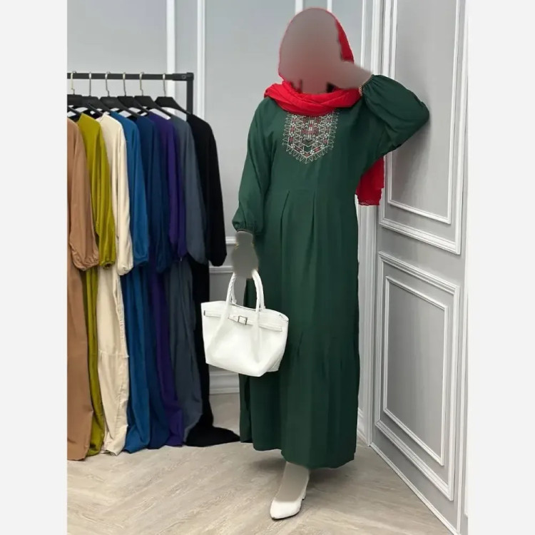 پیراهن ساحلی نخی زنانه گلدوخت سایز 40 تا 50