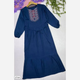 پیراهن ساحلی نخی زنانه گلدوخت سایز 40 تا 50