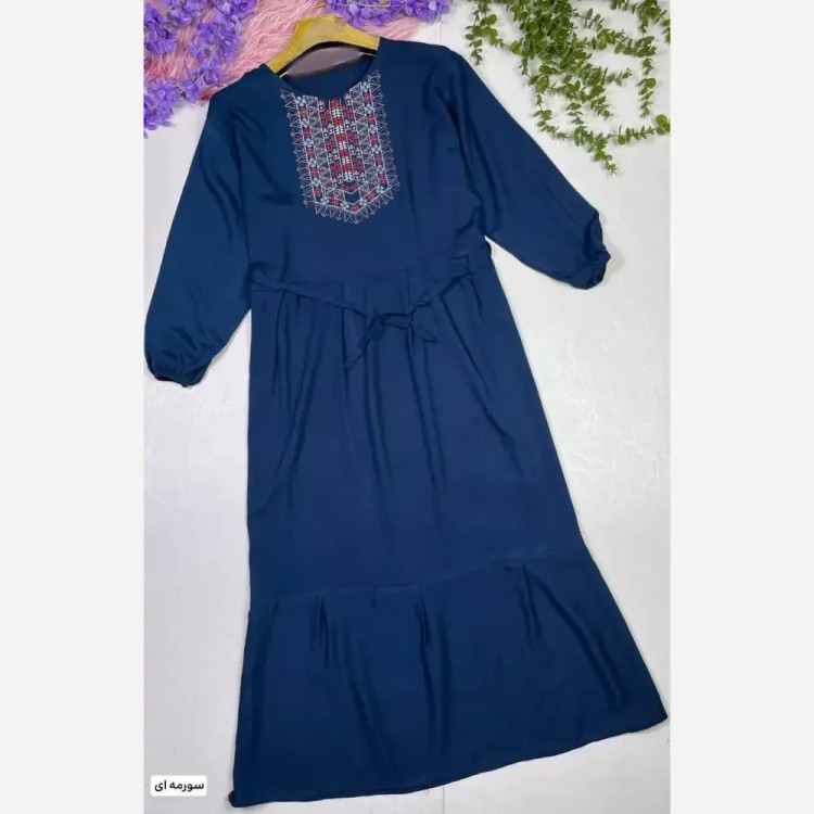 پیراهن ساحلی نخی زنانه گلدوخت سایز 40 تا 50