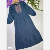 پیراهن ساحلی نخی زنانه گلدوخت سایز 40 تا 50