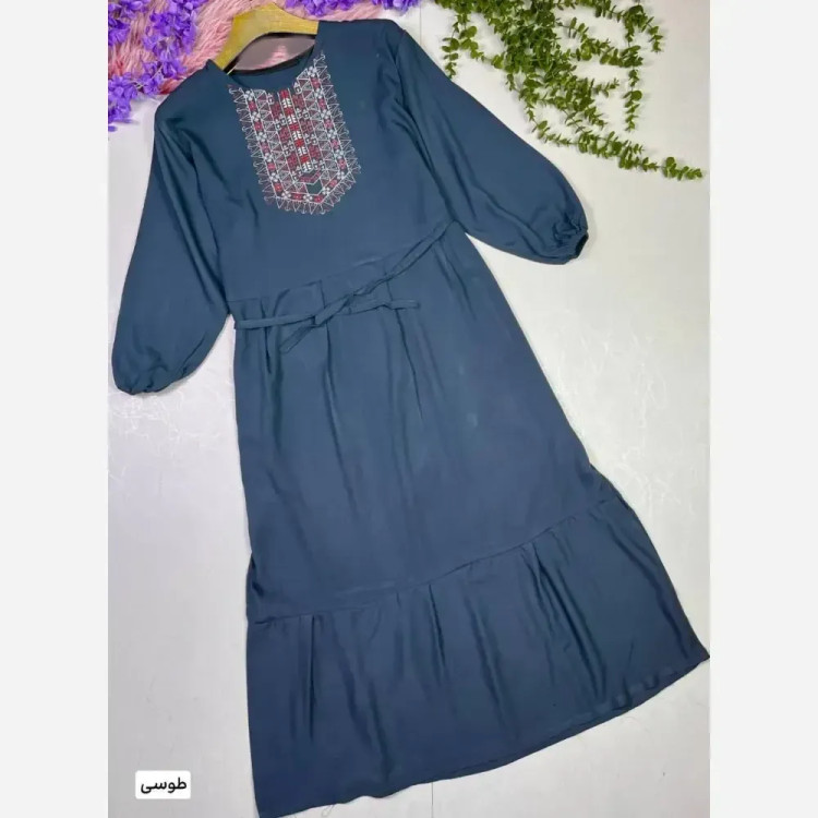 پیراهن ساحلی نخی زنانه گلدوخت سایز 40 تا 50