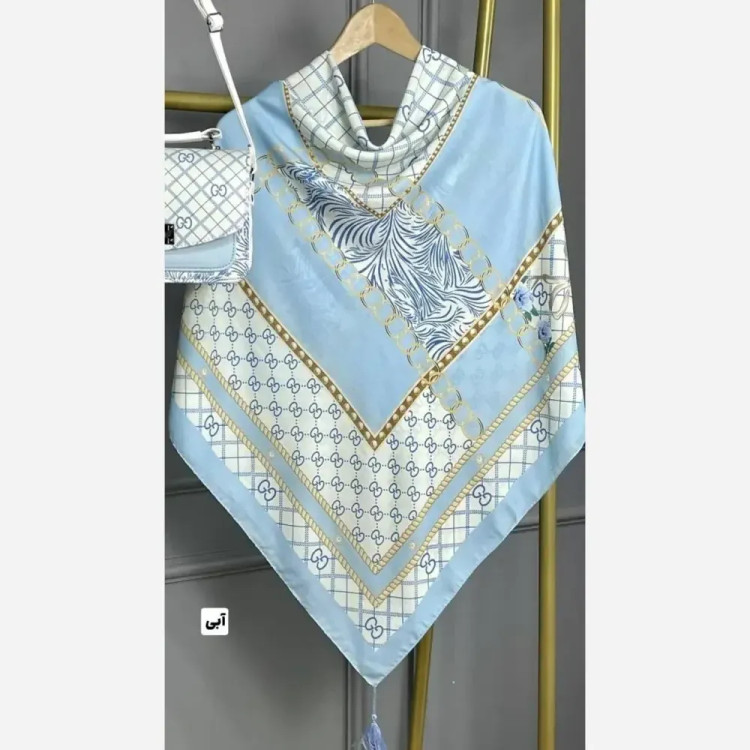 روسری نخی قواره 130 طرح گوچی پاپیون منگوله دار