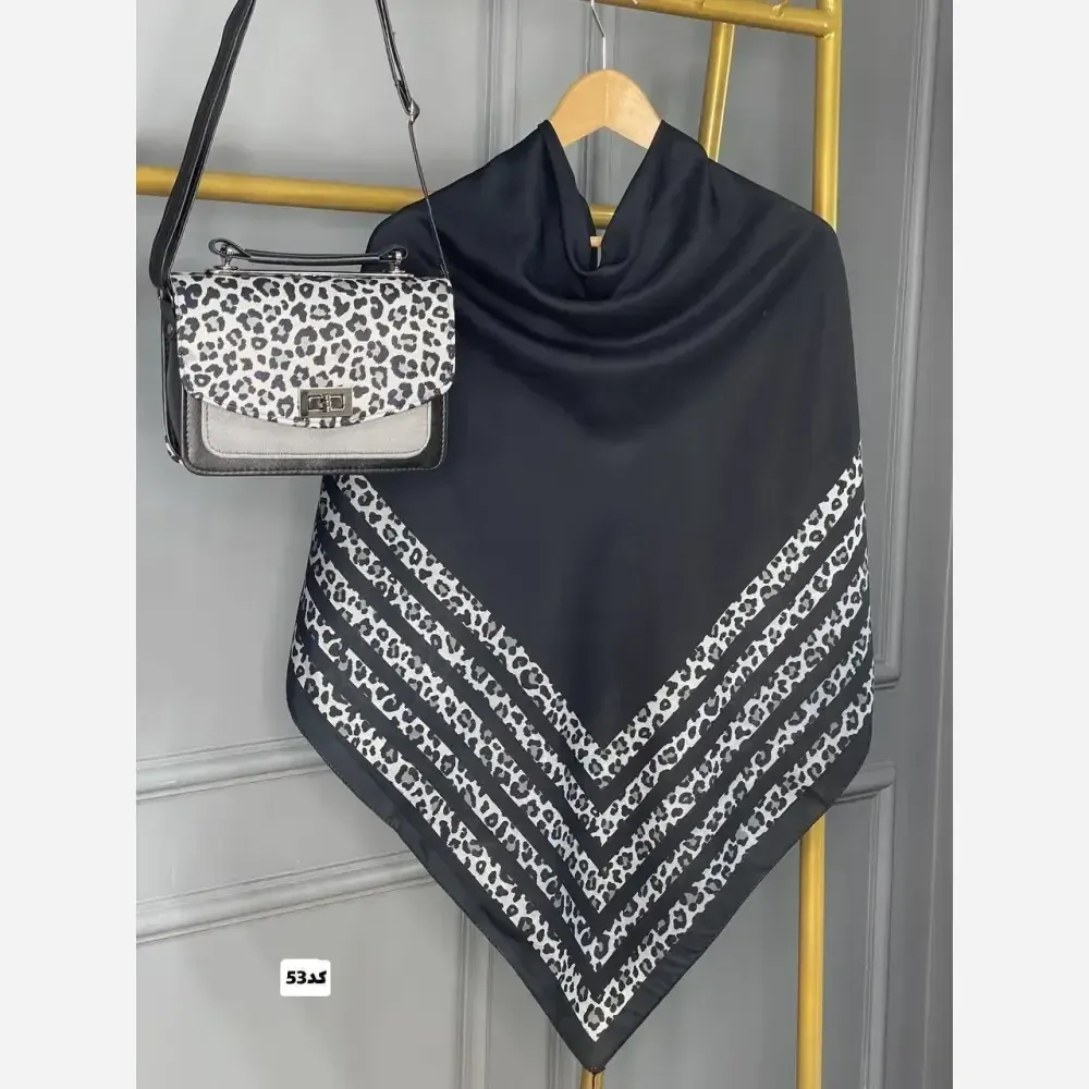 ست کیف و روسری گوچی مدل مخمل و چرم صنعتی با روسری نخی منگولهدار قواره 130