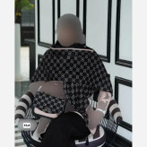 ست کیف و روسری گوچی مدل مخمل و چرم صنعتی با روسری نخی منگولهدار قواره 130