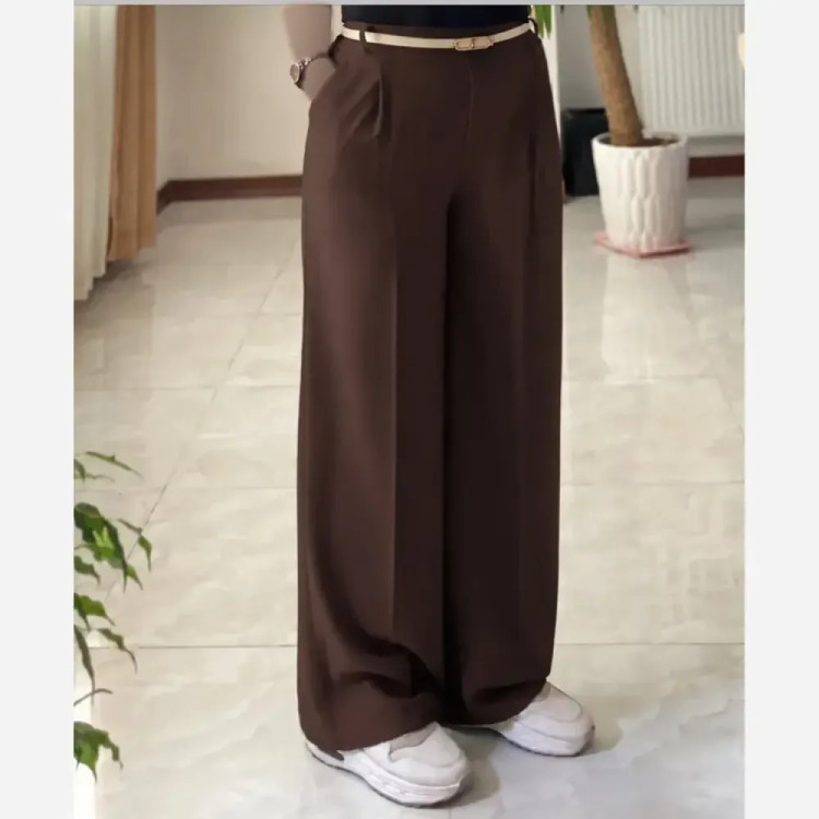 شلوار زنانه کرپ مورگان مجلسی و روزمره پشت کش دار جیب دار