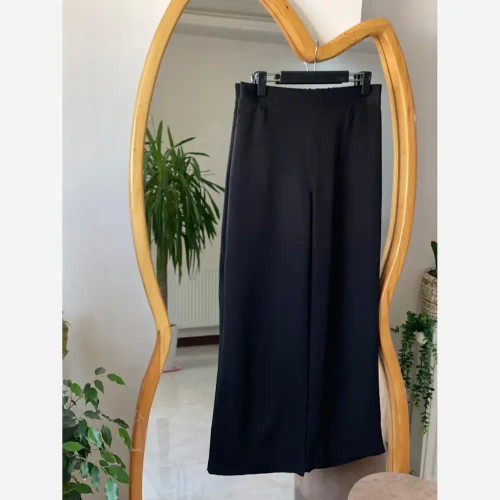 شلوار بگ زنانه پارچه مازراتی رنگ مشکی سایزبندی L تا 2XL