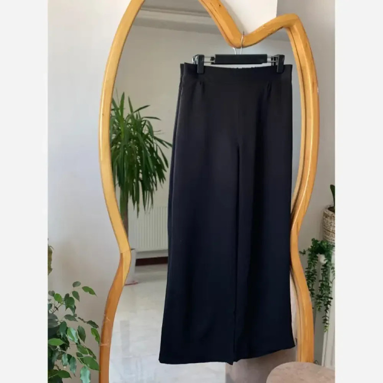 شلوار بگ زنانه پارچه مازراتی رنگ مشکی سایزبندی L تا 2XL