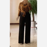 شلوار بگ زنانه پارچه مازراتی رنگ مشکی سایزبندی L تا 2XL