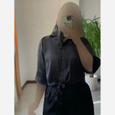 شومیز زنانه گره ای طرح گلی جنس ساتن رنگ مشکی سایز فری 38 تا 46