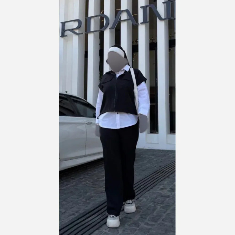 ست سه تیکه زنانه شامل وست و شلوار بزیاق و شومیز داکرون فری سایز