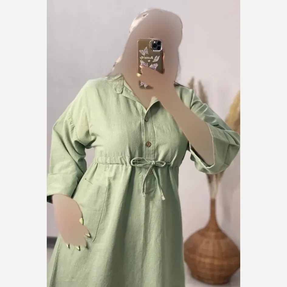 کفتان زنانه لنین کمر گت دار مدل اشتیان فری سایز