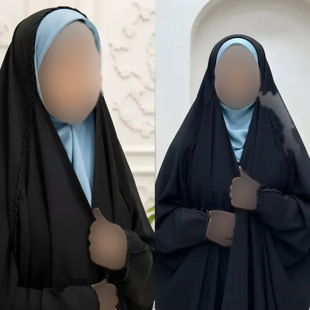 چادر جده دخترانه منجوق دوزی شده جنس کرپ حریرالاسود مشکی