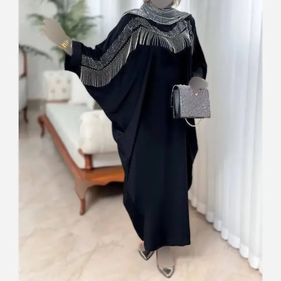 عبا مجلسی زنانه مدل شرشره ای جنس کرپ مشکی فری سایز تا 54