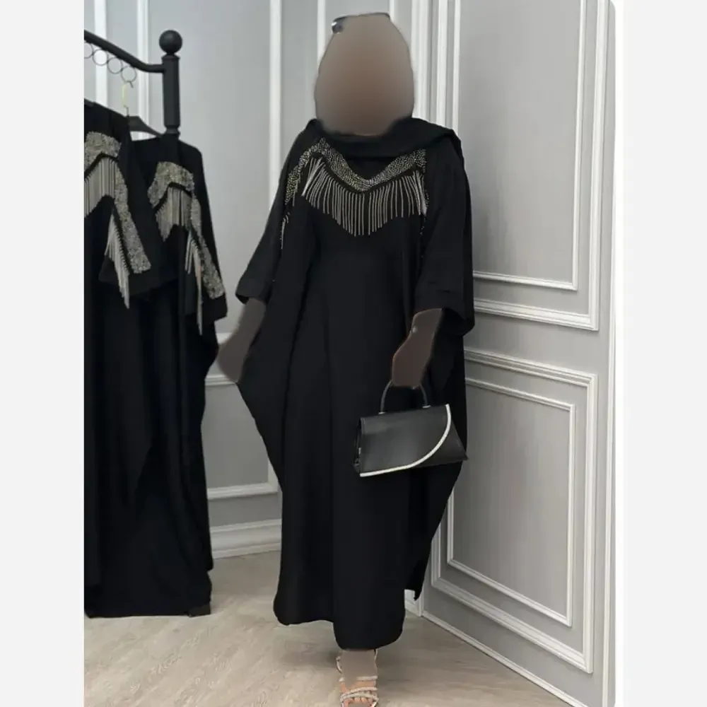 عبا مجلسی زنانه مدل شرشره ای جنس کرپ مشکی فری سایز تا 54