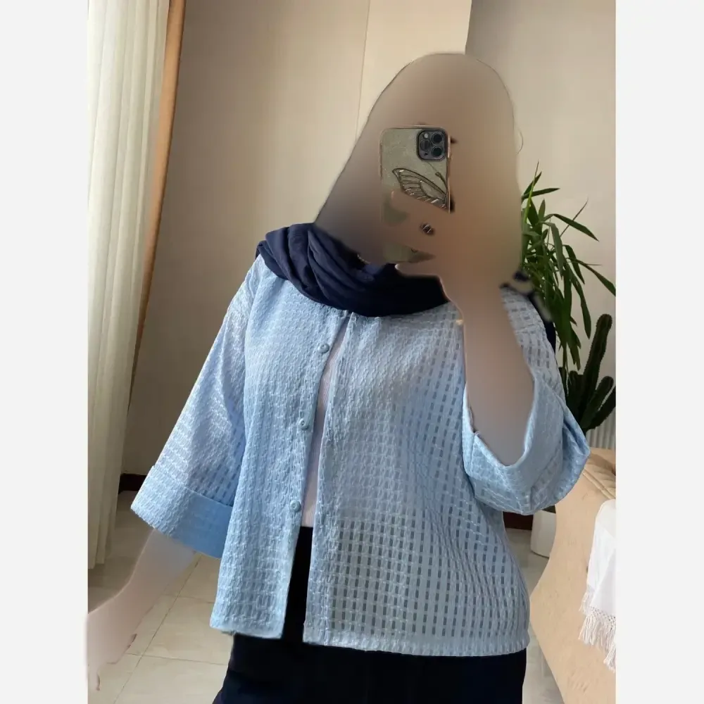 شومیز باکسی شیشه ای زنانه فری سایز مناسب 38 تا 46