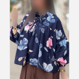 شومیز عروسکی گلدار لنین ایتالیایی فری سایز 38 تا 50