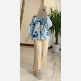 شومیز عروسکی گلدار لنین ایتالیایی فری سایز 38 تا 50