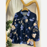 شومیز عروسکی گلدار لنین ایتالیایی فری سایز 38 تا 50