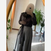 شومیز زنانه بنددار مدل الاله جنس صوفیا ژاکارد رنگ مشکی سایز فریسایز