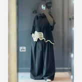 ست شومیز و شلوار زنانه مدل ترلان جنس لنین رنگ مشکی سایز بزرگ