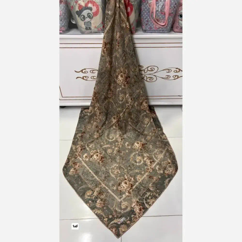 روسری نخی قواره 140 طرح پروانه دست دوز مناسب زیر چادر